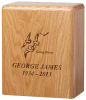 Emblem and Engraved Wood Urn