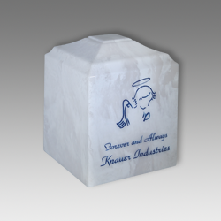 White Carrera Infant Urn with Angel