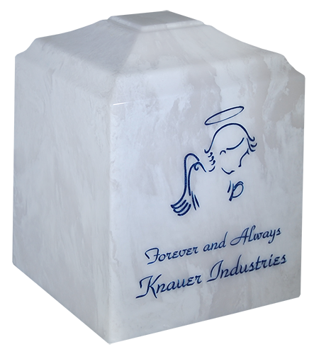 White Carrera Infant Urn with Angel