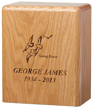 Emblem and Engraved Wood Urn